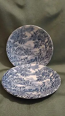 2 Blue & White The Hunter By Myott Vintage  Saucers • £5.99