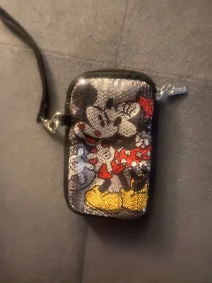 Disney Tech Mickey & Minnie Mouse Kiss Sequin Phone Case Coin Purse Wristlet Bag • $17