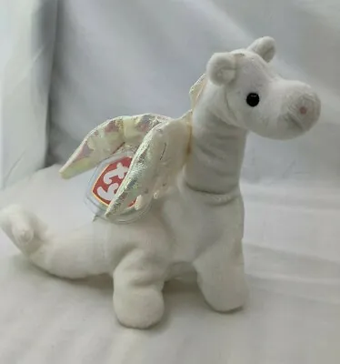 Ty Beanie Babies Magic Dragon White 7 Inch 1995 Stuffed Animal Toy • $15.25