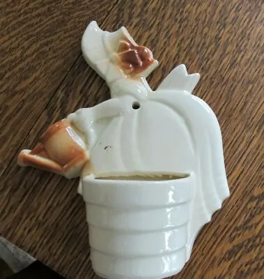 Morton Art Pottery Bonnet Girl With Watering Can Wall Pocket Mid Century 7.25  • $12