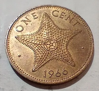 One 1 Cent 1966 Bahama Islands Coin Starfish Queen Elizabeth II • $2.96