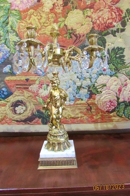 $149 • Buy Vintage 4 Arm Crystal Cherub Candelabra Hollywood Regency Cherub Gilt TALL 25 