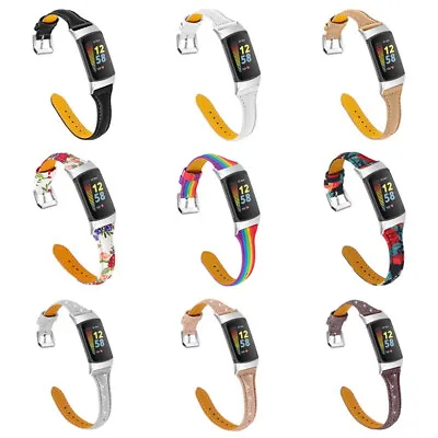 £2.99 • Buy Slim Thin Genuine Leather Watch Replacement Band Strap For Fitbit Charge 5 4 3 2