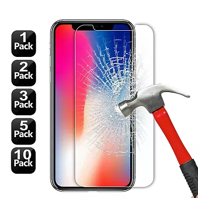 $11.39 • Buy GENUINE 9H Tempered Glass Screen Protector For Apple IPhone X 8 7 6s Plus 5s Lot
