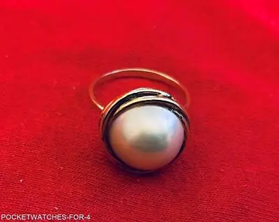 Vintage 14kt Yellow Gold Mabe Pearl Solitaire  Ring Tcw 4.4 Grams Ring Size 7.5 • $395