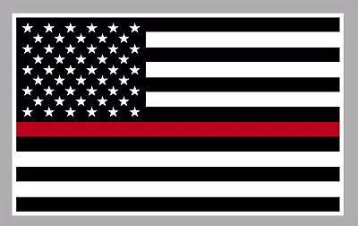 REFLECTIVE Black And WHITE FLAG THIN RED LINE DECAL Fire EMS Multiple Sizes • $3.75