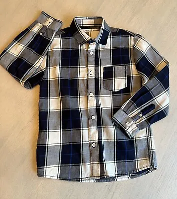 Boy’s Mayoral Blue Checkered Button Down Long Sleeve Shirt Size 5 • $19
