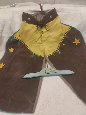 Vintage 1950s Roy Rogers Kids Childs Cowboy Pants Chaps Authentic Brown Yellow • $34.99