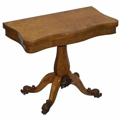 Very Fine Circa 1835 William Iv Antique Pollard Oak Folding Card Pedestal Table • $5595.08