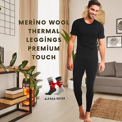 Men's Black Merino Wool Thermal Long Johns Perfect For Underwear Warm & Comfy • $44.99