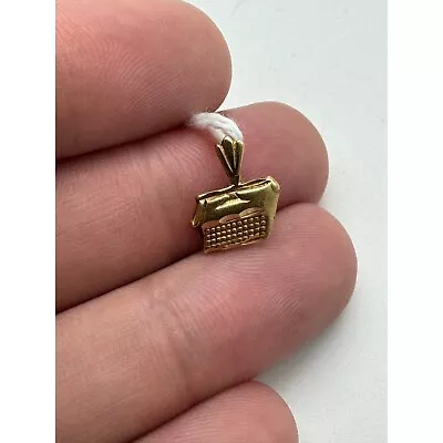 Vintage 14k Yellow Gold Typewriter Charm Pendant • $72