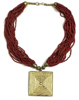 Tibetan Vintage Tribal Banjara Necklace Brass Glass Belly Dance Naga Gypsy Boho • $27.99