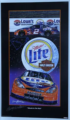 Autographed Rusty Wallace  Wheels In The Sky  Original Sam Bass 29  X 17  Print • $24.99