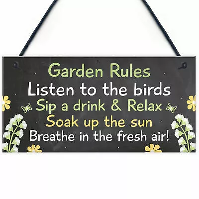 Novelty Garden Rules Hanging Plaque Summer House Sign Garden Shed Plaques • £3.99