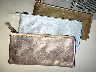 Mally Mix & Mingle Set Of 3 Make-up Bag Case Toiletries Pouch Zip-up Silver Gold • £3.99