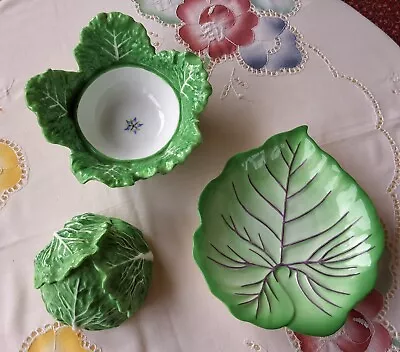 Wedgewood Chelsea Garden Cabbage Lidded Dish & Leaf Dish RARE EXCEL • £47.50