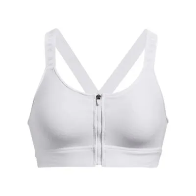 Women's Under Armour UA Infinity High Zip Sports Bra In White • £18.99