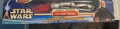 Star Wars-count Dooku-christopher Lee-lightsaber Red Lights Sounds-3ft • £120.53