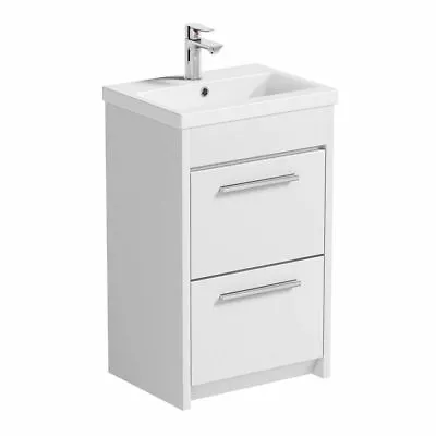 Clarity White Floorstanding Vanity Unit With Ceramic Basin 510mm With Tap • £206.10