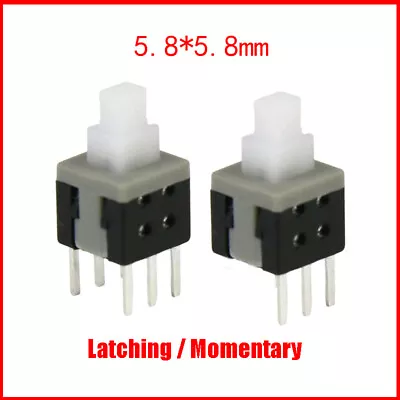 Tact Tactile Push Button Switches 5.8*5.8mm PCB Latching Momentary Lock 3 6 Pin • $1.89