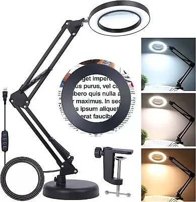 10X Magnifying Glass With LED Light Magnifier Crafts Reading Desk Stand Lamp USB • $28.99