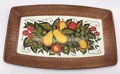 Vintage Lacquer Serving Tray Retro Mid-Century Modern 1960s Japan Fruit/wicker • $14