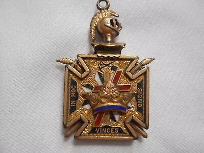 VINCES IN HOC SIGNO Antique Masonic Knight Templar Fob Gold-tone AS IS (AHi • $129.99