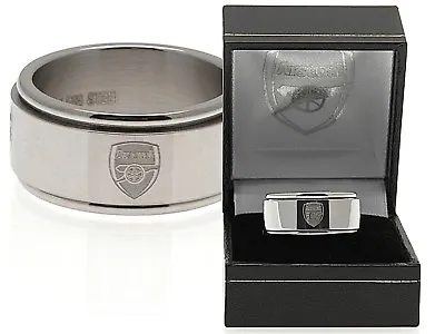 £19.95 • Buy Arsenal Fc Club Crested Stainless Steel Spinner Band Ring In Gift Box Afc
