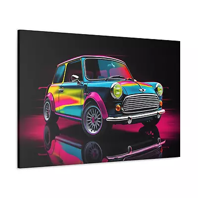 Mini Cooper Classic Canvas Retro Mini Colour Splash Wall Art Decor • £15.99