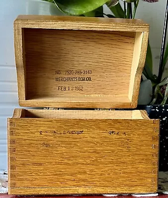 Vintage Merchants Box Co. Oak Wooden Recipe Card File Box 3x5” Cards * 1962 *USA • $23.75