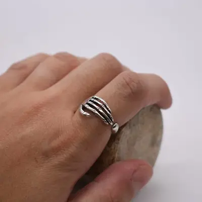 Skeleton Ring Adjustable Jewellery Silver Hand Thumb Women Gift Halloween • $6.15