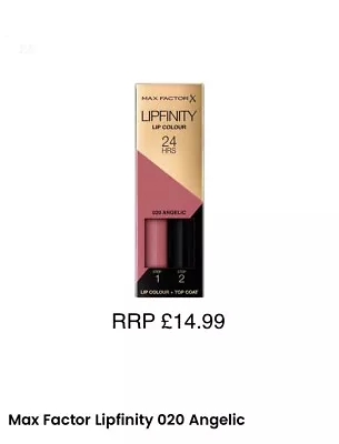 Max Factor Lipfinity Lipstick - #020 Angelic Lip Colour Top Coat 2 Step Pink Red • £7.75