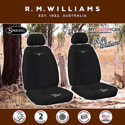 R.M.Williams RMW Longhorns Jacquard Black Front Car Seat Covers Universal Fit • $99