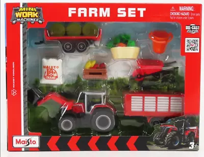 Mini Working Machines Massey Ferguson Farm Set 21cm - 12564m Farm Pig Toy Chick • $19.09