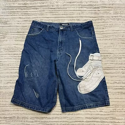 Vintage Raw Blue Shorts Mens 38 Y2K Hip Hop Baggy Grunge Denim Skater Jean Short • $36.95