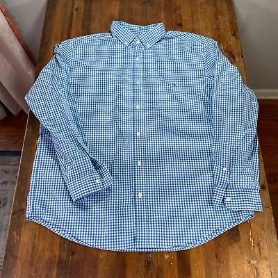 Vineyard Vines Shirt XL White Blue Gingham Button Up Casual Preppy Tucker • $16.99