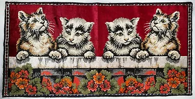 $49.98 • Buy Vintage Italian Cat Kitten Tapestry Rug Wall Hanging Made In Italy MCM 39 X 19.5