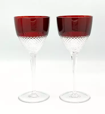 Faberge Firenze Ruby Red Crystal Wine Glass Set Of 2 • $160