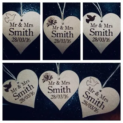 £1.99 • Buy PERSONALISED WEDDING TAGS , WEDDING FAVOURS  Wooden Heart With String 