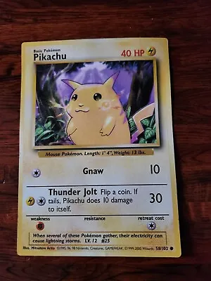 Pikachu Large Jumbo Oversized Gnaw Pokemon Card 58/102 Gamefreak 1999-2000 • $12.99