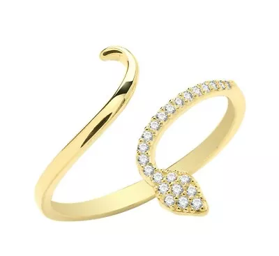 Yellow Gold Snake Ring British Made Solid 9 Carat Hallmark Size J - S • £168.99