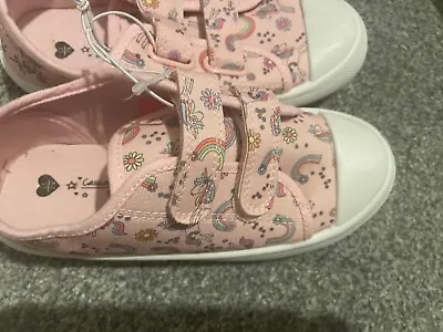 £6 • Buy Matalan Girls Pink Unicorn Rainbow Plimsoll Shoes Size UK Infant 11 Brand New 