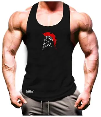 Spartan Helmet Vest Gym Clothing Bodybuilding Training Workout Warrior Tank Top • £6.99