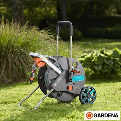 Gardena CleverRoll 50m Hose Trolley Set Water Spray Nozzle Pipe Cart Reel Holder • £134.99