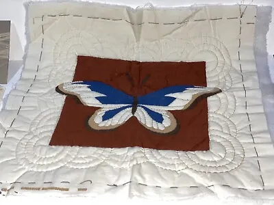Vtg HTF ARIA BUTTERFLY Completed Quilted Pillow Top Or Wall Hanging Backing Incl • $12.95