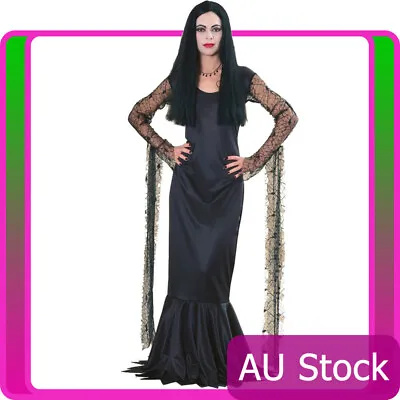 The Addams Family Morticia Costume Vampire Witch Immortal Soul Halloween Dress • $42.17