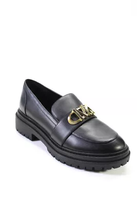 Michael Michael Kors Womens Parker Lug MK Charm Loafers Black Leather Size 9.5M • $79