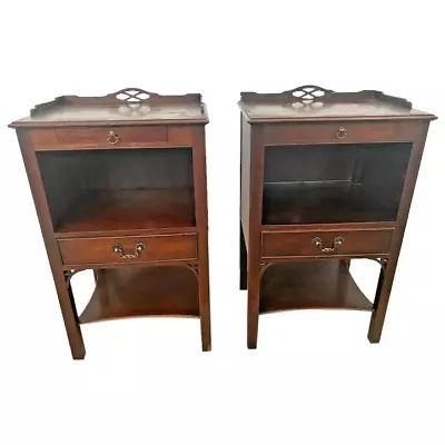 Rare Kindel Matching Bedside Chests Night Stands Mahogany Side Tables 2 Drawers • $1676.50