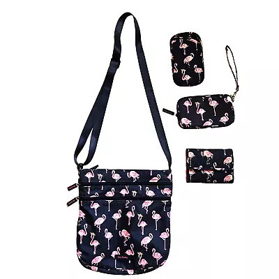Vera Bradley Flamingo Fiesta Bundle Crossbody Bag Wallet Wristlet Sunglass Case • $39