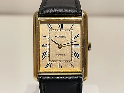 Vintage Rectangle Tank Swiss Men's Ladies  Gold Plated Quartz Watch  Montine  • $129